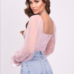 Lulu’s pink crop mesh top small NWT